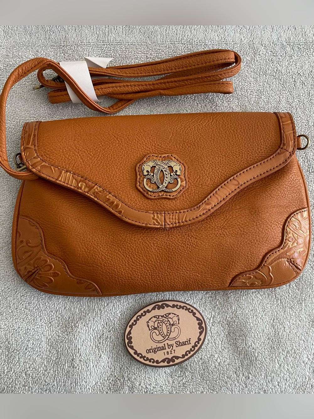 Vintage original by Sharif Crossbody/Clutch Envelope Cognac NWT Tan - Has Flaw